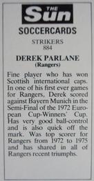 1978-79 The Sun Soccercards #884 Derek Parlane Back