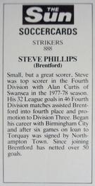 1978-79 The Sun Soccercards #888 Steve Phillips Back