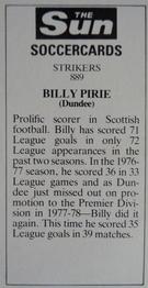 1978-79 The Sun Soccercards #889 Billy Pirie Back