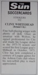1978-79 The Sun Soccercards #932 Clive Whitehead Back