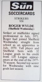 1978-79 The Sun Soccercards #938 Rodger Wylde Back