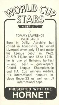 1970 D.C. Thomson World Cup Stars #7 Tommy Lawrence Back