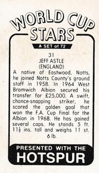 1970 D.C. Thomson World Cup Stars #31 Jeff Astle Back