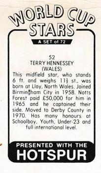 1970 D.C. Thomson World Cup Stars #52 Terry Hennessey Back