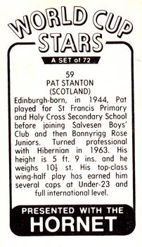 1970 D.C. Thomson World Cup Stars #59 Pat Stanton Back