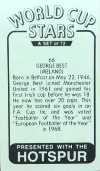 1970 D.C. Thomson World Cup Stars #66 George Best Back