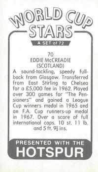 1970 D.C. Thomson World Cup Stars #70 Eddie McCreadie Back