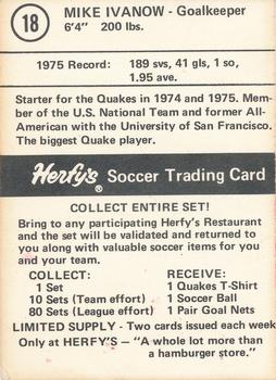1976 Herfy's Hamburgers San Jose Earthquakes #18 Mike Ivanow Back