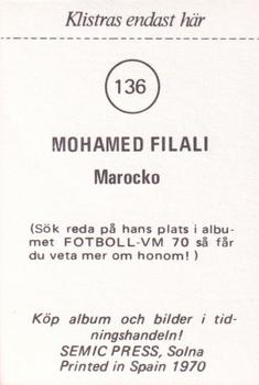 1970 Semic Press Fotboll VM 70 #136 Mohamed Filali Back