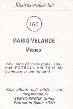 1970 Semic Press Fotboll VM 70 #160 Mario Velarde Back