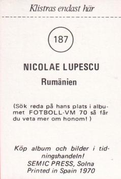 1970 Semic Press Fotboll VM 70 #187 Nicolae Lupescu Back