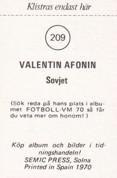 1970 Semic Press Fotboll VM 70 #209 Valentin Afonin Back
