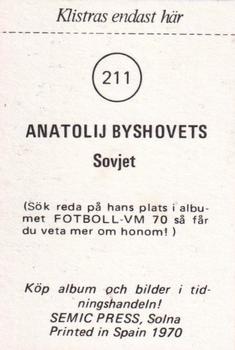1970 Semic Press Fotboll VM 70 #211 Anatoly Byshovets Back