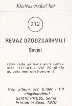 1970 Semic Press Fotboll VM 70 #212 Revaz Dzodzuashvili Back