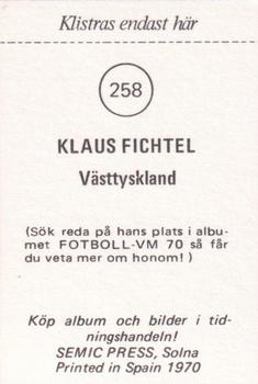 1970 Semic Press Fotboll VM 70 #258 Klaus Fichtel Back