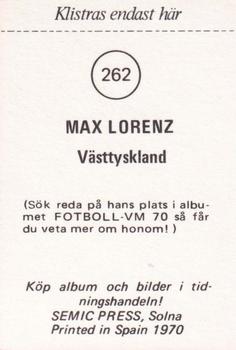 1970 Semic Press Fotboll VM 70 #262 Max Lorenz Back