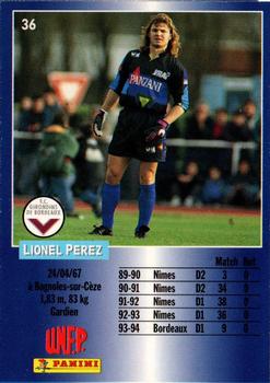 1994-95 Panini UNFP #36 Lionel Perez Back