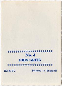 1969-70 A&BC Crinkle Cut Photographs (Scottish) #4 John Greig Back