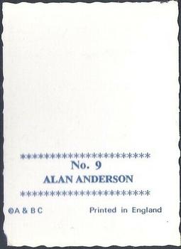 1969-70 A&BC Crinkle Cut Photographs (Scottish) #9 Alan Anderson Back