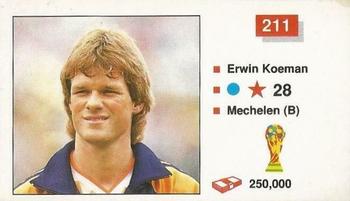 1990 Merlin The World Cup Sticker Collection Italia 1990 #211 Erwin Koeman Front