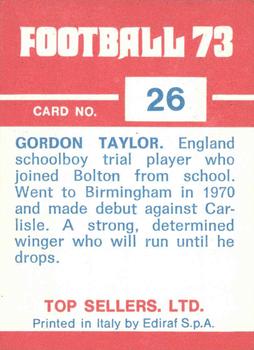 1972-73 Panini Top Sellers #26 Gordon Taylor Back