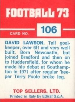 1972-73 Panini Top Sellers #106 David Lawson Back