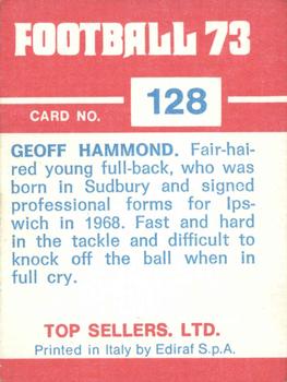 1972-73 Panini Top Sellers #128 Geoff Hammond Back