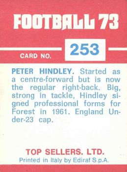 1972-73 Panini Top Sellers #253 Peter Hindley Back