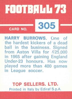 1972-73 Panini Top Sellers #305 Harry Burrows Back