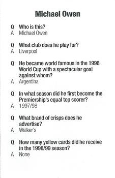 2002 Paul Lamond Games Football Trivia #NNO Michael Owen Back