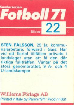 1971 Williams Förlags AB #22 Sten Palsson Back