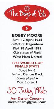 2016 Nick Oldham The Boys of '66 30th July 1966 #6 Bobby Moore Back