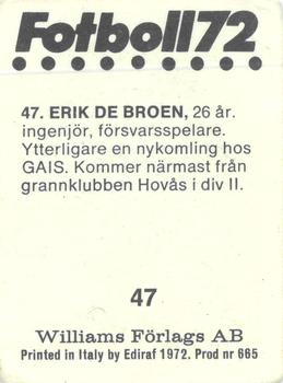 1972 Williams Förlags AB #47 Eric De Broen Back