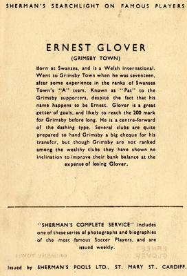 1937 Shermans Pools Searchlight on Famous Players #NNO Ernest Glover Back