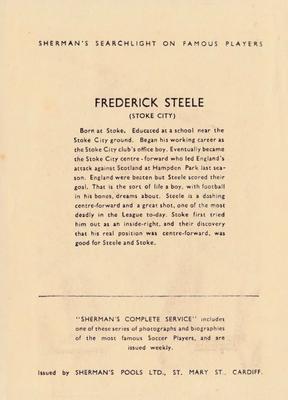 1937 Shermans Pools Searchlight on Famous Players #NNO Freddie Steele Back