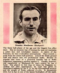 1949-50 LTA Robinson Stars of Today and Tomorrow #NNO Stanley Matthews Back