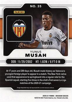 2020-21 Panini Obsidian #35 Yunus Musah Back