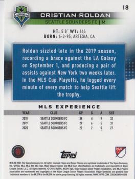 2021 Topps Chrome MLS #18 Cristian Roldan Back