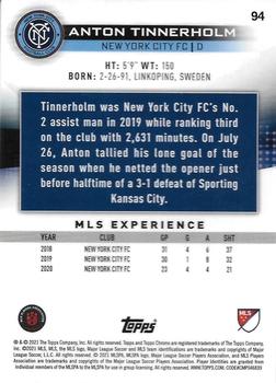 2021 Topps Chrome MLS #94 Anton Tinnerholm Back