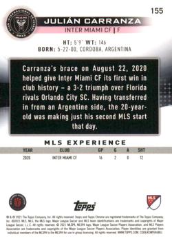 2021 Topps Chrome MLS #155 Julian Carranza Back
