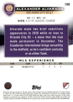 2021 Topps Chrome MLS #188 Alexander Alvarado Back