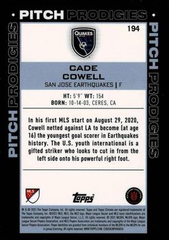 2021 Topps Chrome MLS #194 Cade Cowell Back
