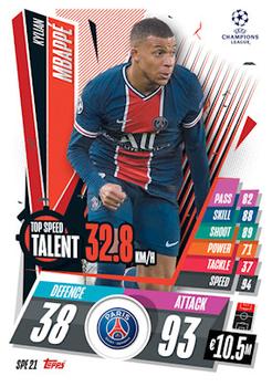 2020-21 Topps Match Attax UEFA Champions League Extra - Top Speed Talent #SPE21 Kylian Mbappé Front