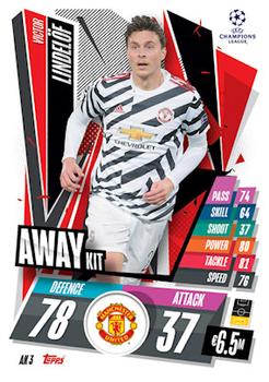 2020-21 Topps Match Attax UEFA Champions League Extra - Away Kit #AK3 Victor Lindelof Front