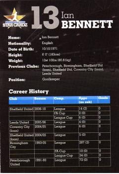 2010-11 Star Cardz Huddersfield Town #13 Ian Bennett Back