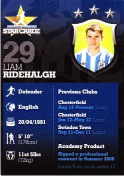 2012-13 Huddersfield Town Star Cardz #29 Liam Ridehalgh Back