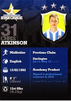 2012-13 Huddersfield Town Star Cardz #31 Chris Atkinson Back
