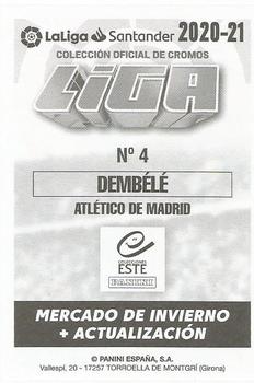 2020-21 Panini LaLiga Santander Este Stickers - Mercado de Invierno #4 Moussa Dembele Back