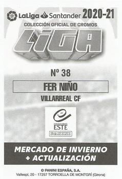 2020-21 Panini LaLiga Santander Este Stickers - Mercado de Invierno #38 Fer Nino Back