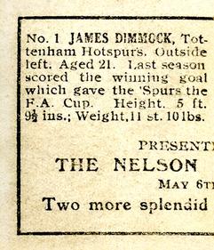 1922 Nelson Lee Library Footballers #1 Jimmy Dimmock Back